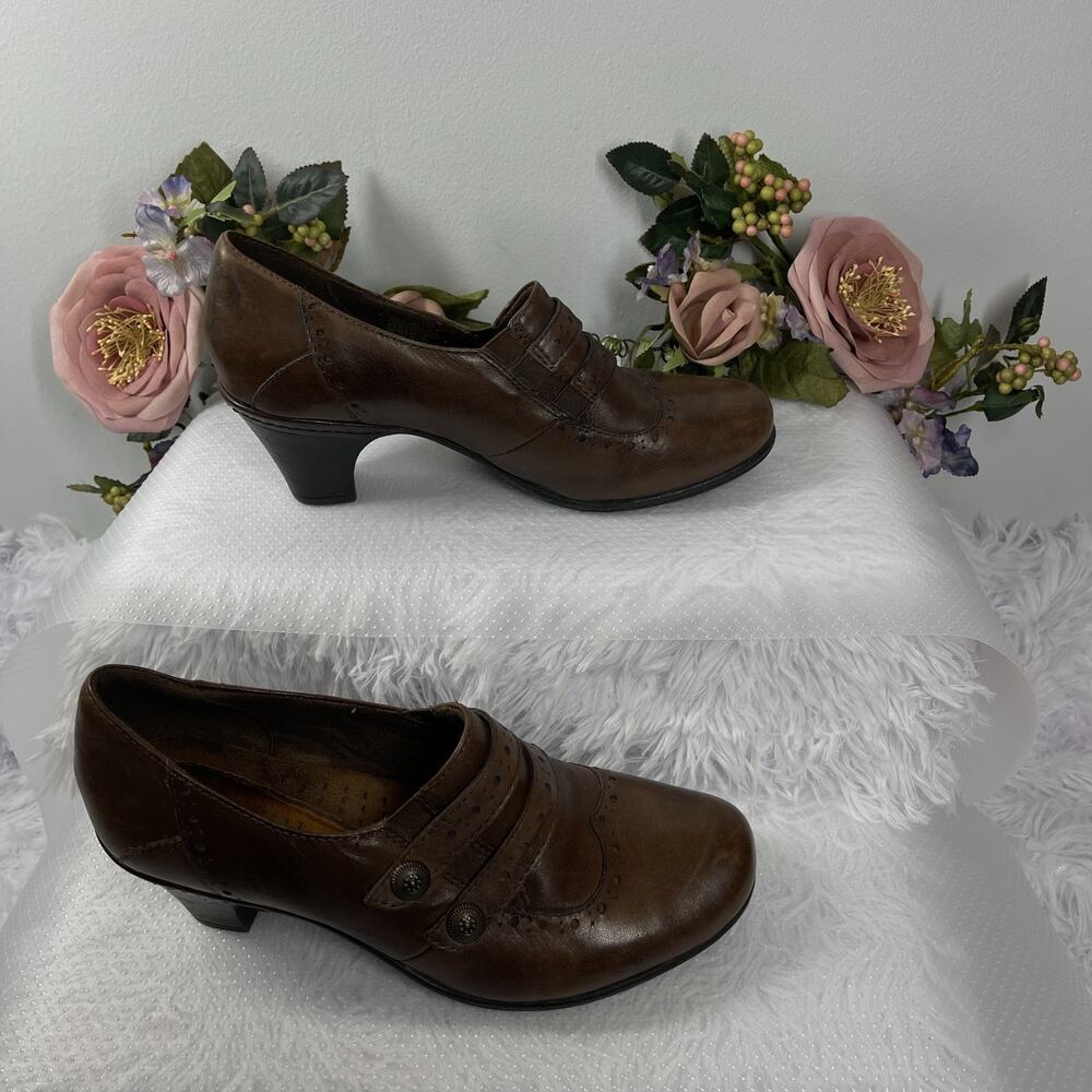Cobb Hill Heel Women’s Size 8.5 Brown Leather Comfort Slip-On Grandmacore Chic